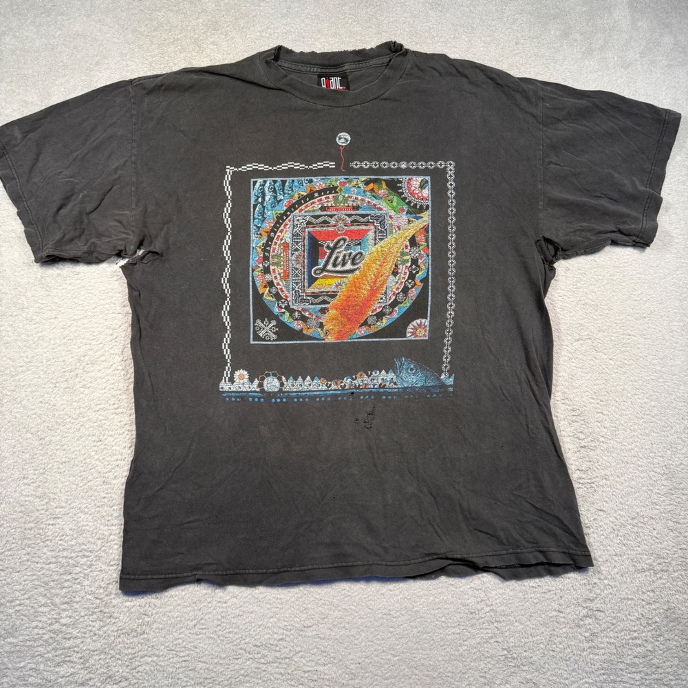 Vintage Giant Live The Distance To Here Fall 1999 Tour Tee L Thrashed Distressed